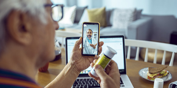 Telehealth visit with doctor on a smart phone